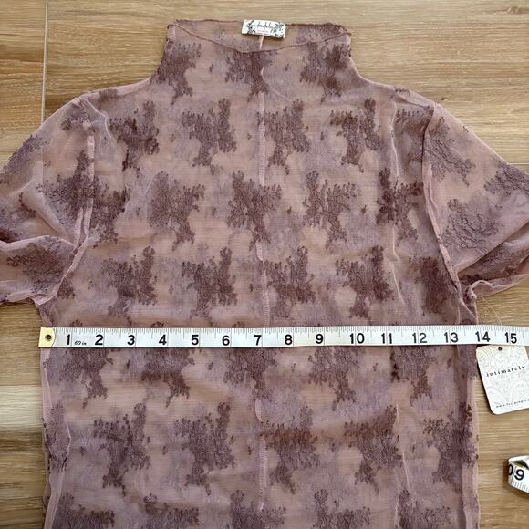 Free People Two-Tone Lady Lux Sheer Mesh Top Fawn M - Picture 4 of 9